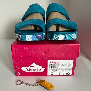 New Alegria Women's Sandal Style Lena Teal Suede Size 9.
